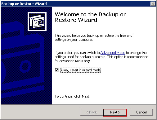Restoring a backup from Microsoft Server 2003 to Server 2008 and above
