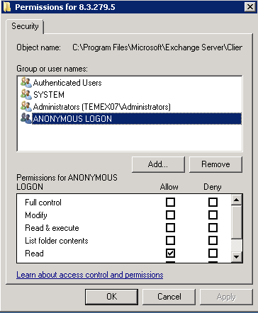 Allow anonymous access to OWA exchange 2007