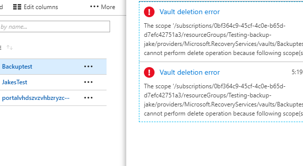 Azure – Vault Deletion Error – Cannot perform delete operation because the scope is locked