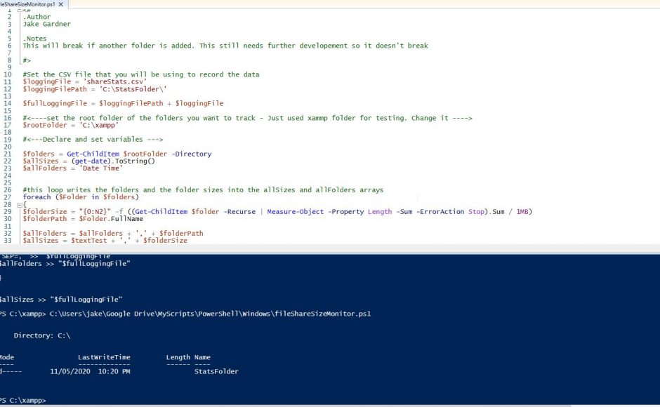 Out putting folder sizes to CSV with PowerShell
