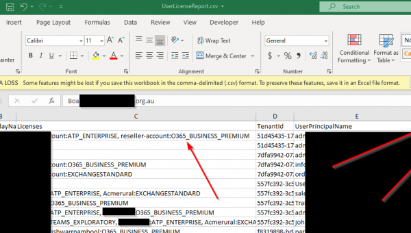Export a list of Office 365 users, their licenses and MFA Status in all customer tenants with delegated administration